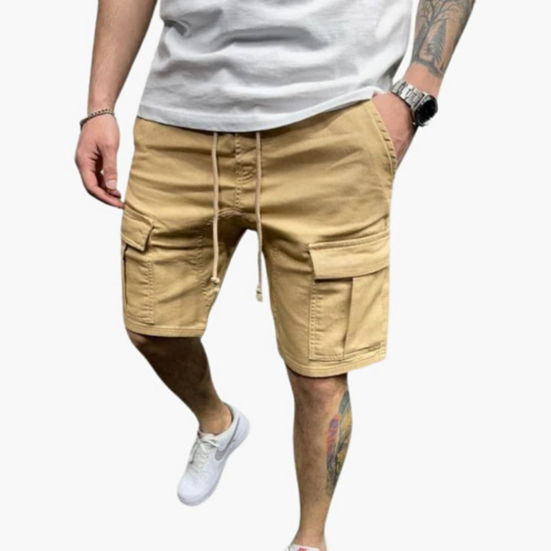 Short Cargo Homme Longueur Genou avec Poches à Rabat