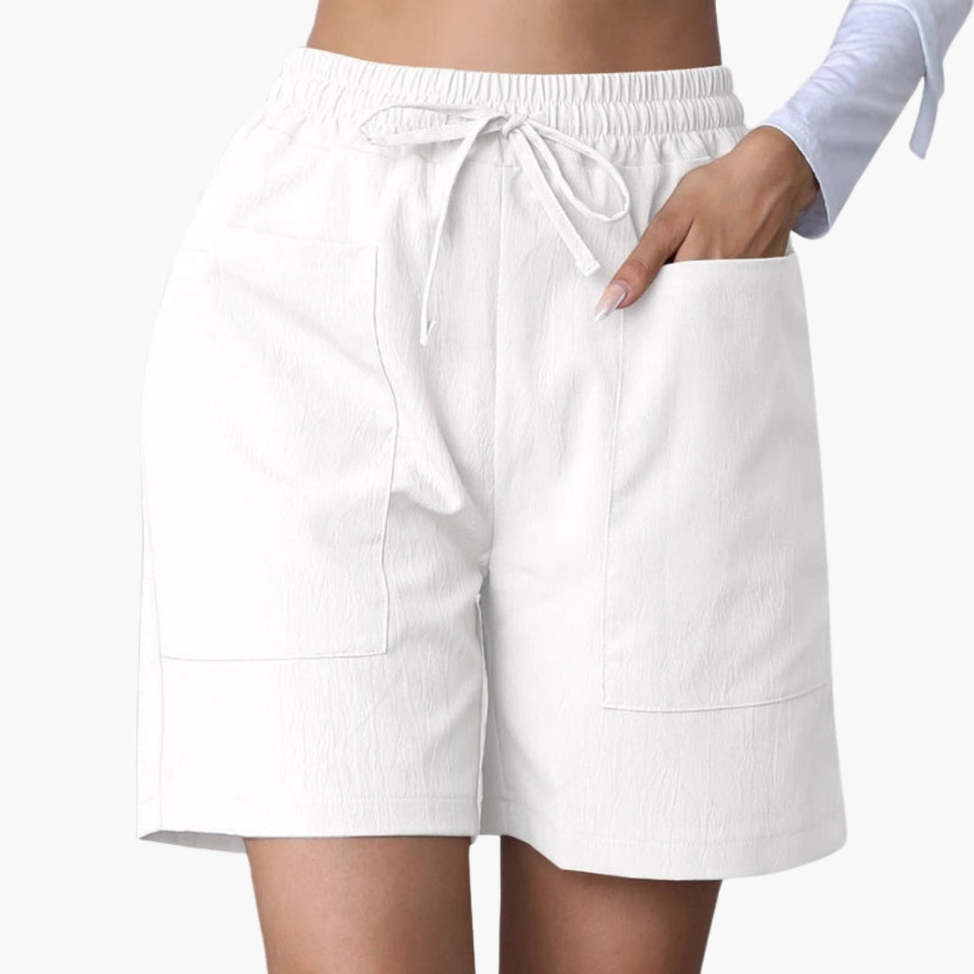 Pantalones cortos de talle alto para mujer con piernas anchas