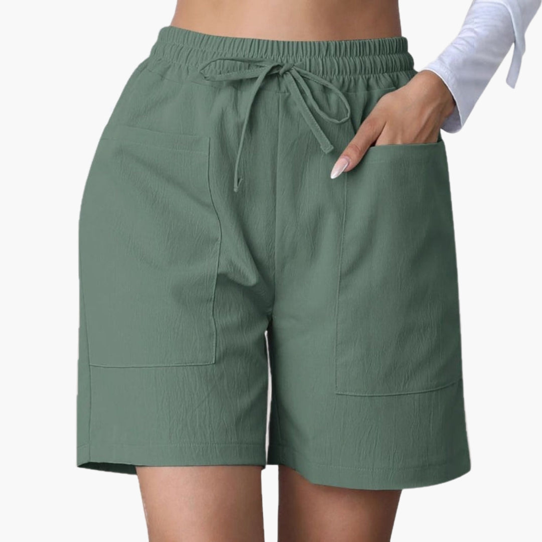 Pantalones cortos de talle alto para mujer con piernas anchas