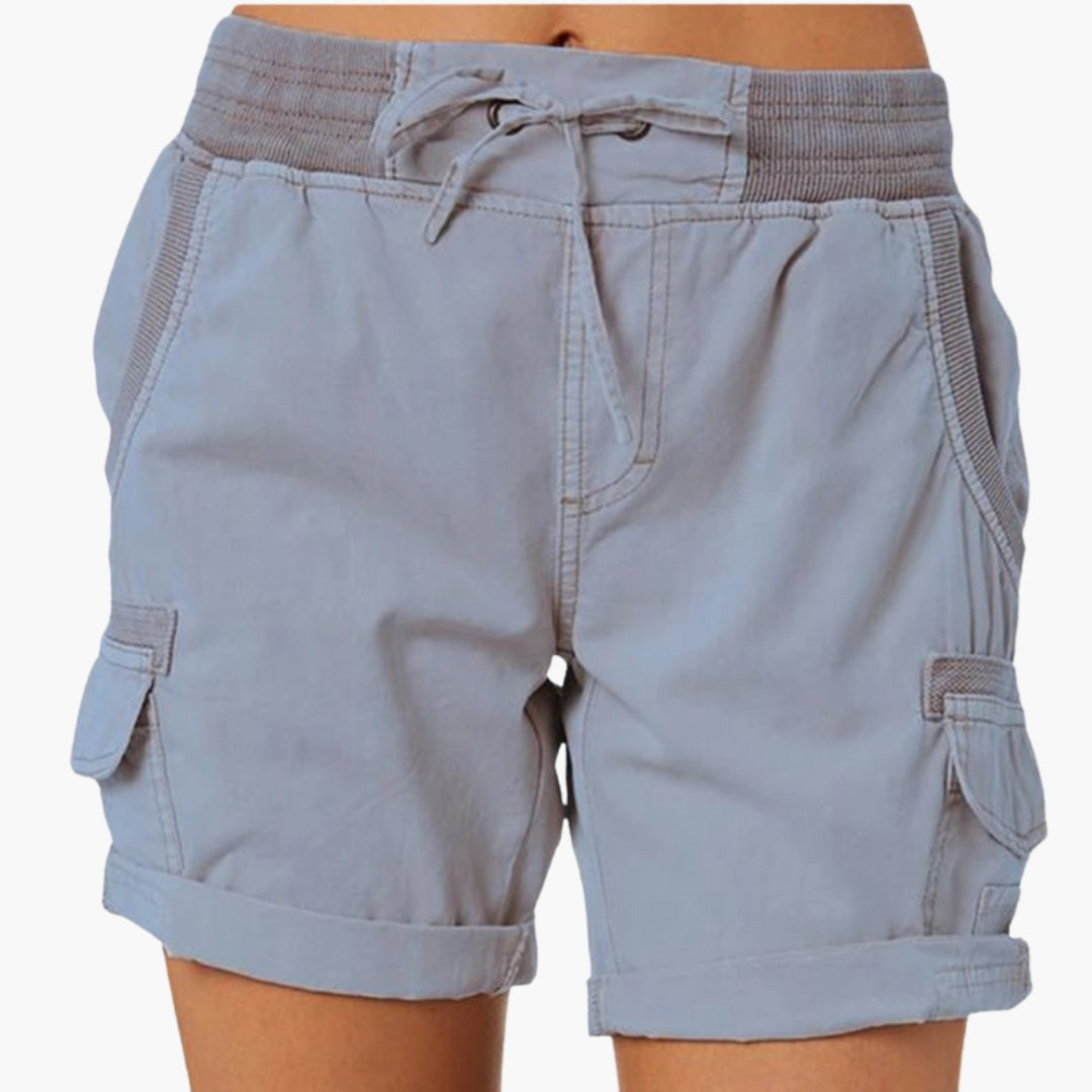 Short cargo femme avec cordon de serrage et poches