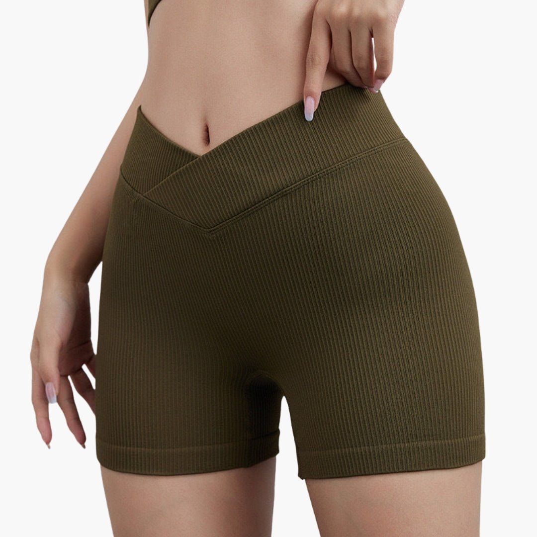 Kurzer Damen-Strickrock mit V-Gürtel und dehnbarem Design