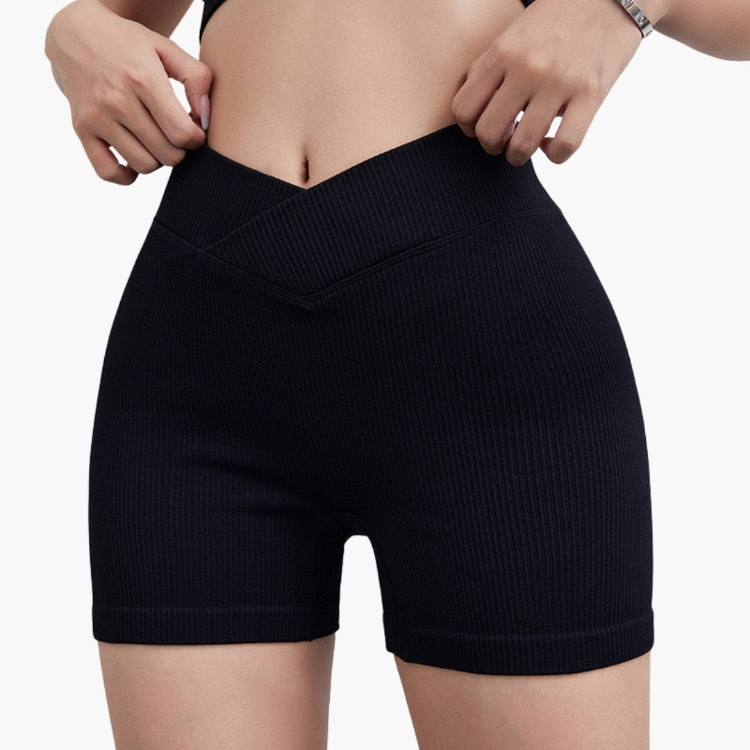 Kurzer Damen-Strickrock mit V-Gürtel und dehnbarem Design