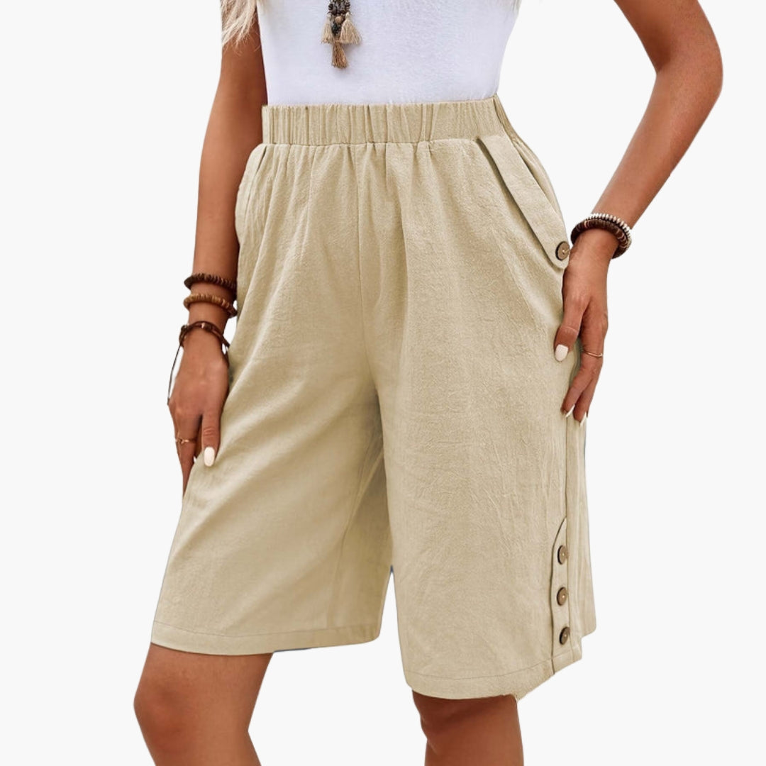 Sommarshorts för dam med resår i midjan och sidofickor