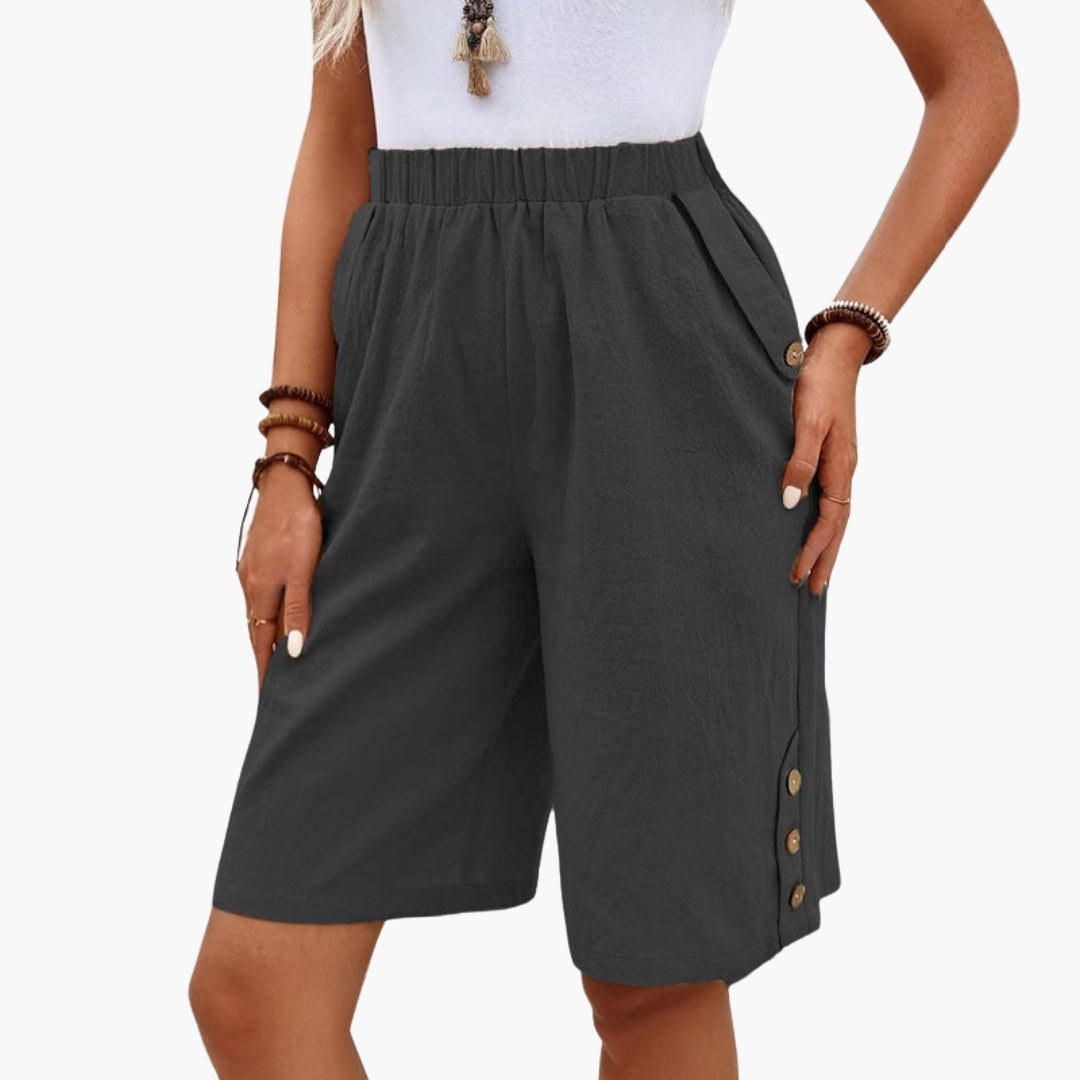 Sommarshorts för dam med resår i midjan och sidofickor