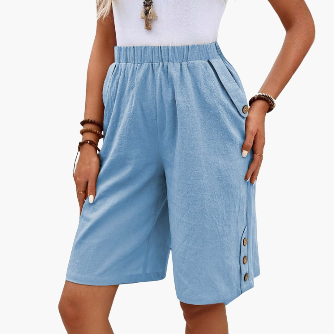 Sommarshorts för dam med resår i midjan och sidofickor