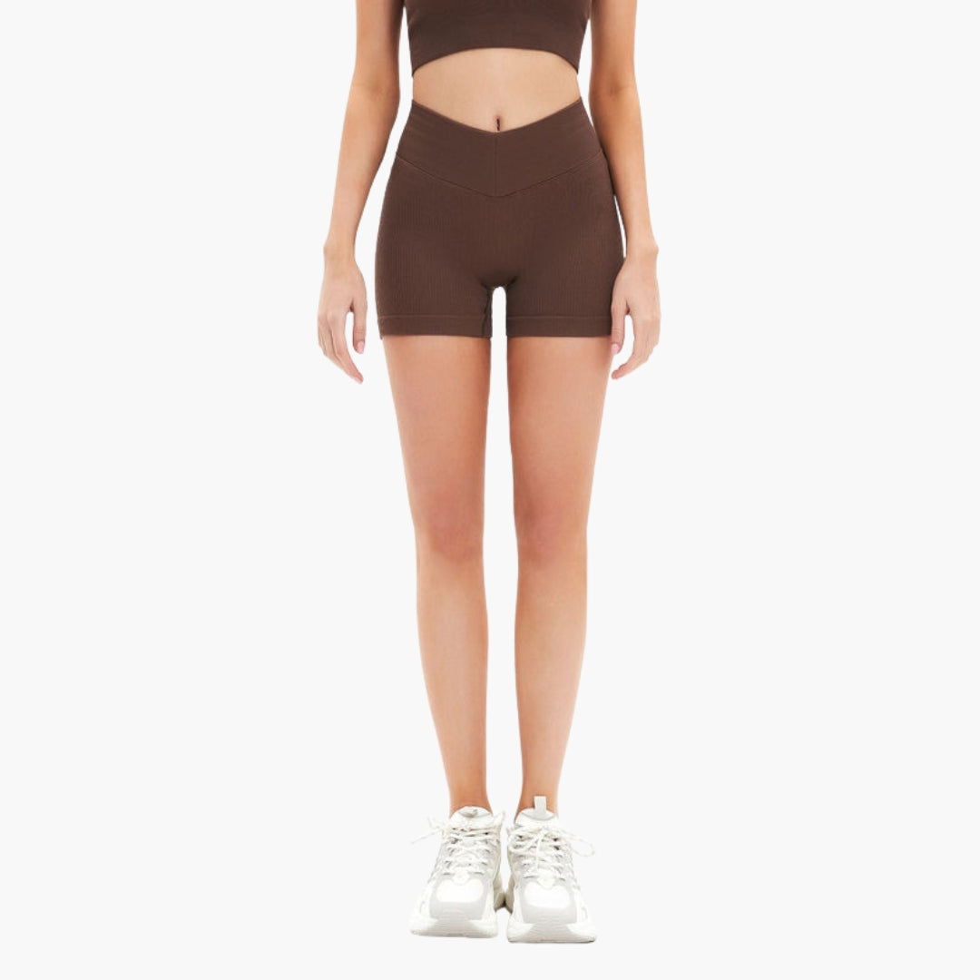 Short deportivo para mujer de talle alto con diseño acanalado
