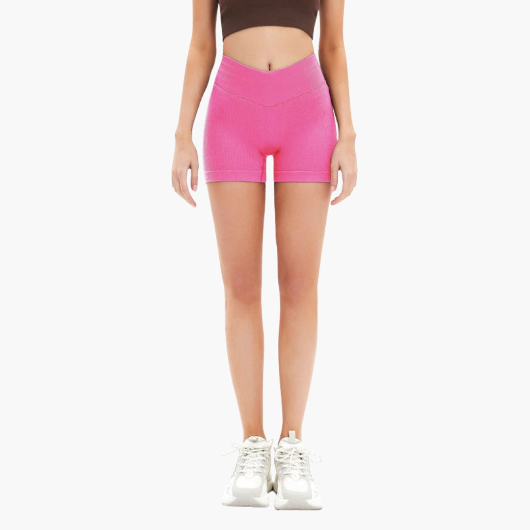 Short deportivo para mujer de talle alto con diseño acanalado