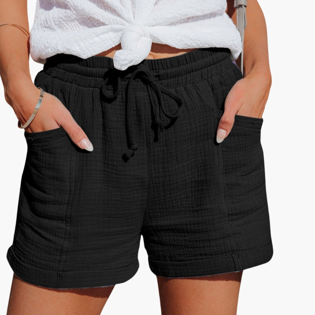 Pantaloncini donna con vita elastica e tasche