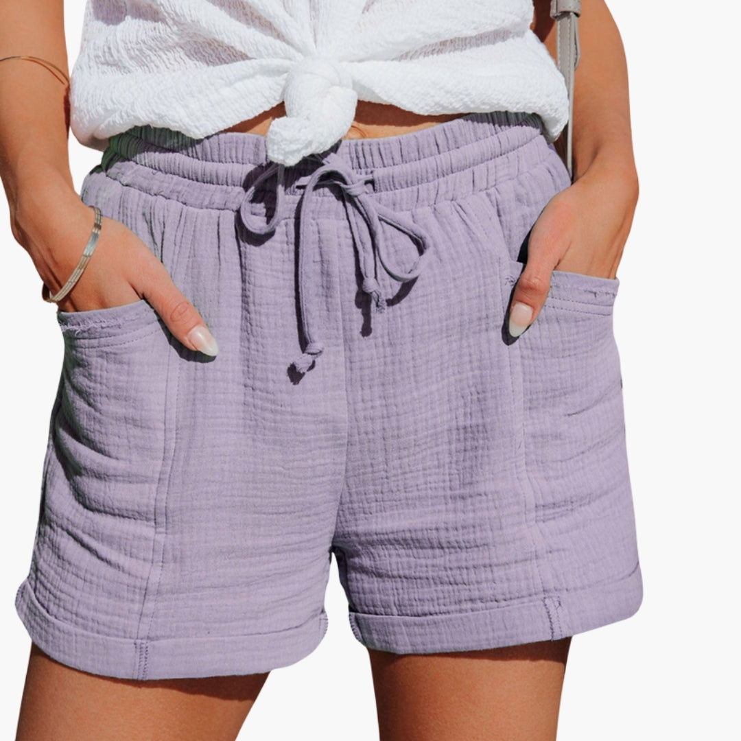 Pantaloncini donna con vita elastica e tasche
