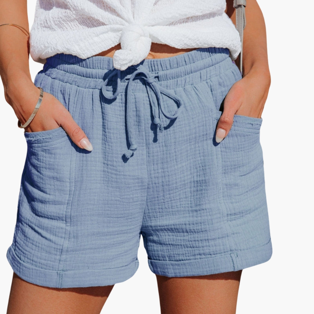 Pantaloncini donna con vita elastica e tasche