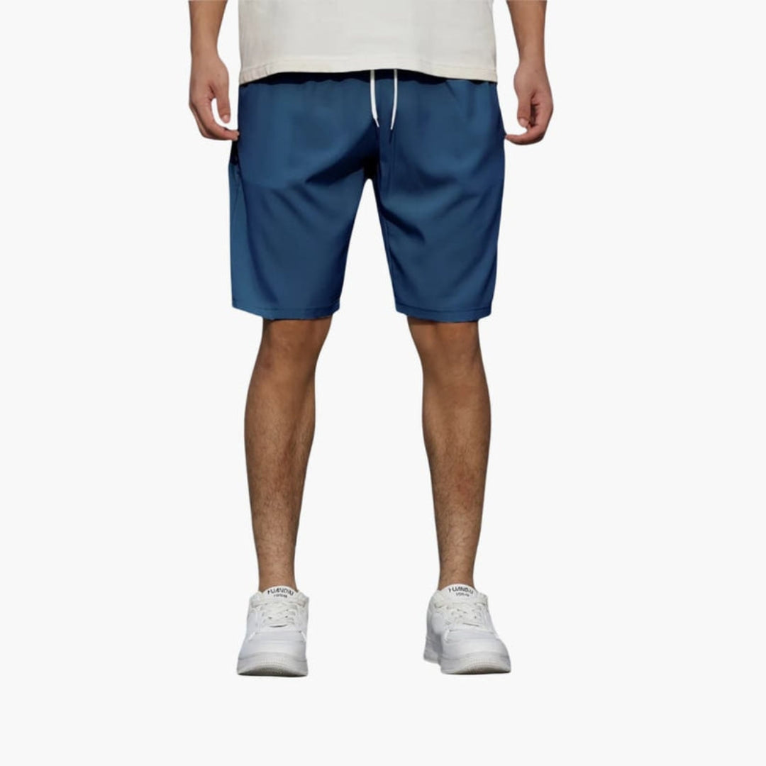 Short homme a taille à cordon et surface unie