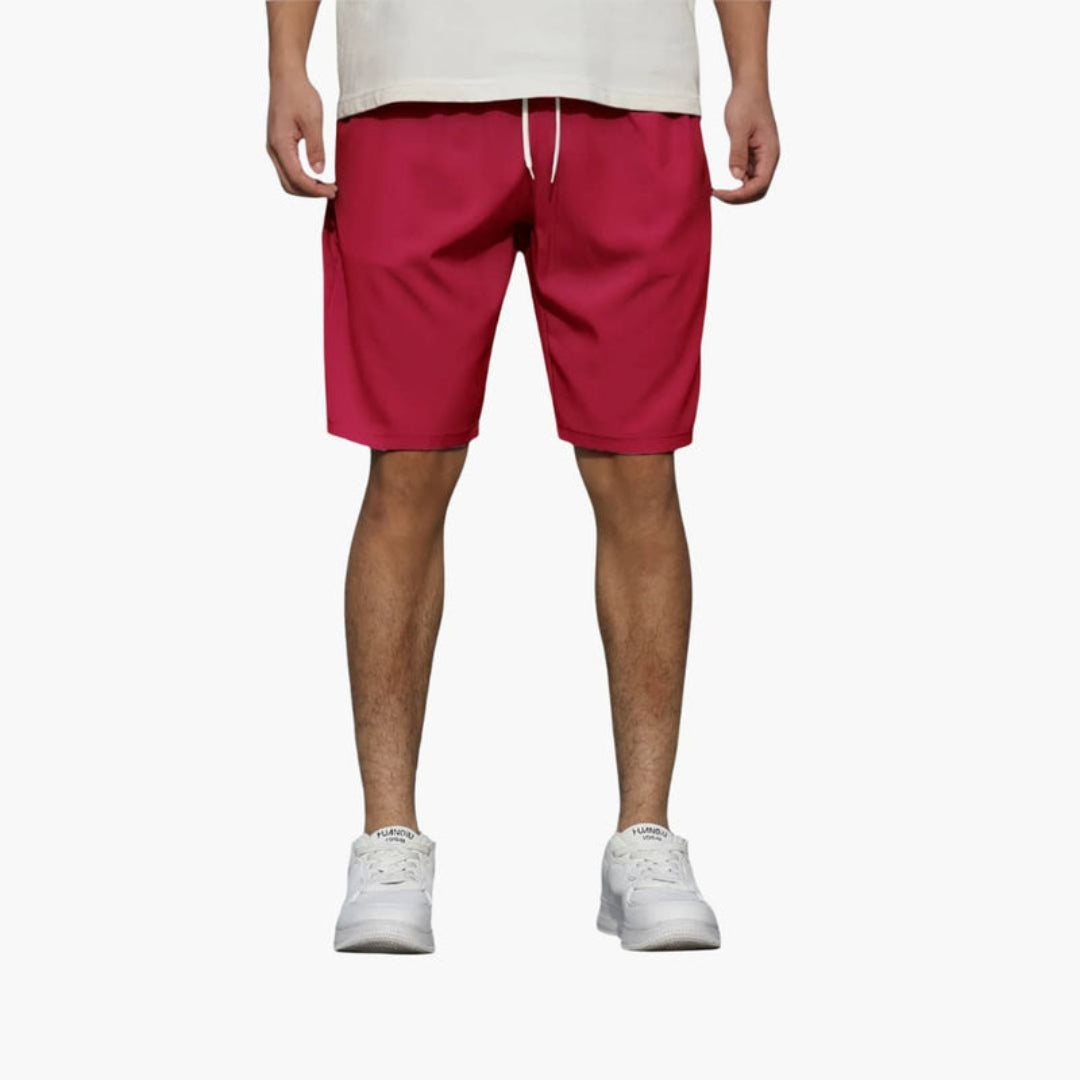 Short homme a taille à cordon et surface unie