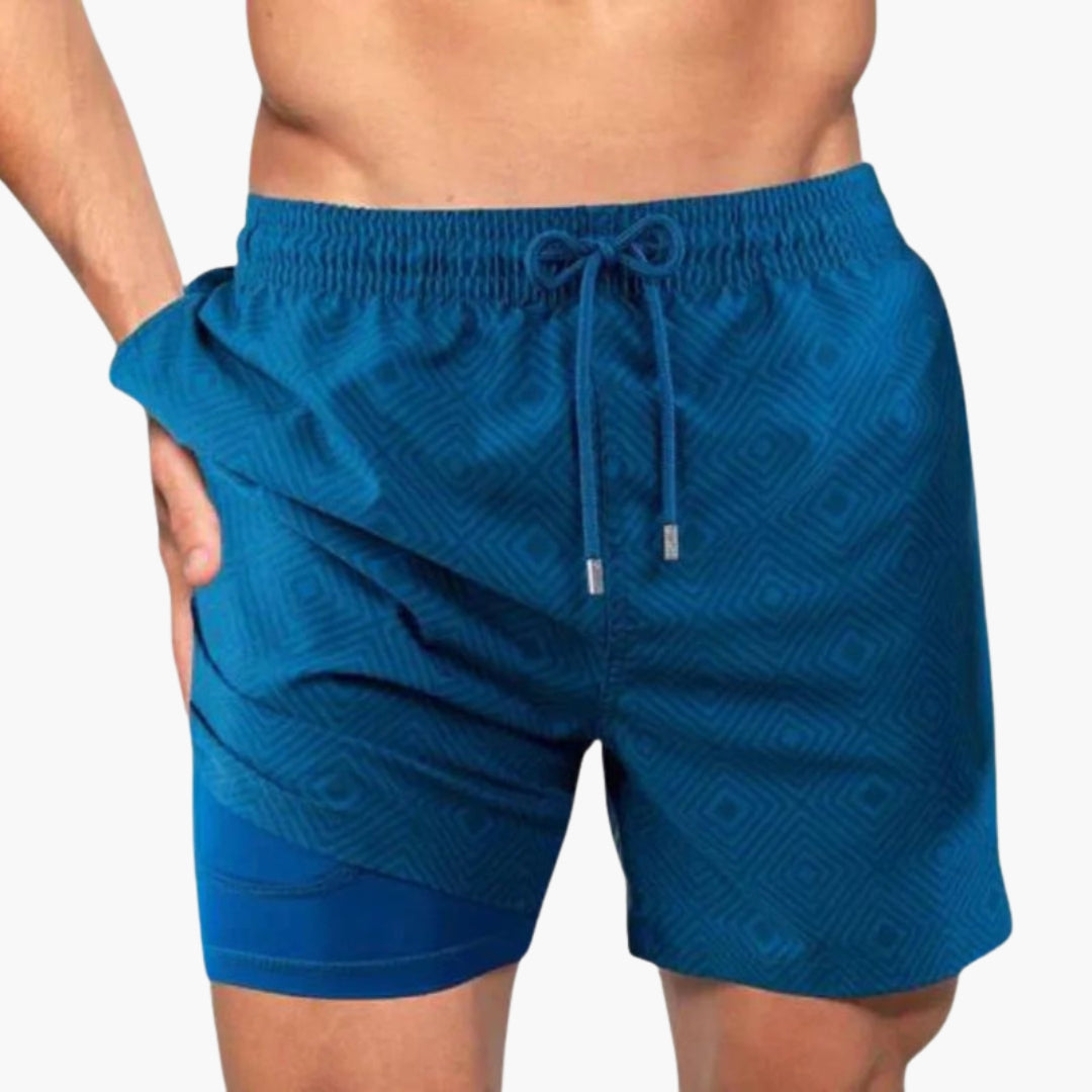Calções de banho para homens com bolso para telemóvel