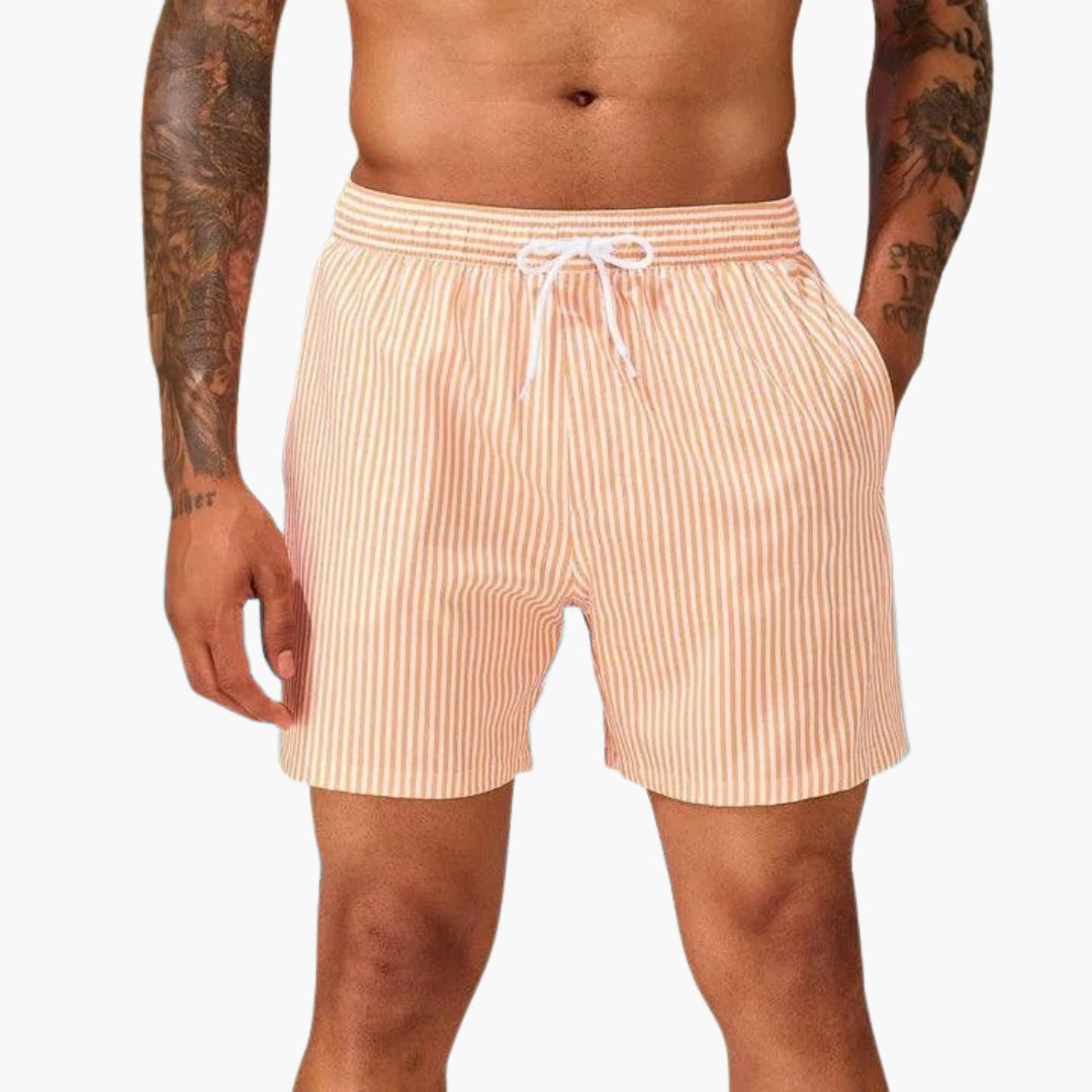 Pantalones cortos de surf para hombres con cintura ajustable con cordón