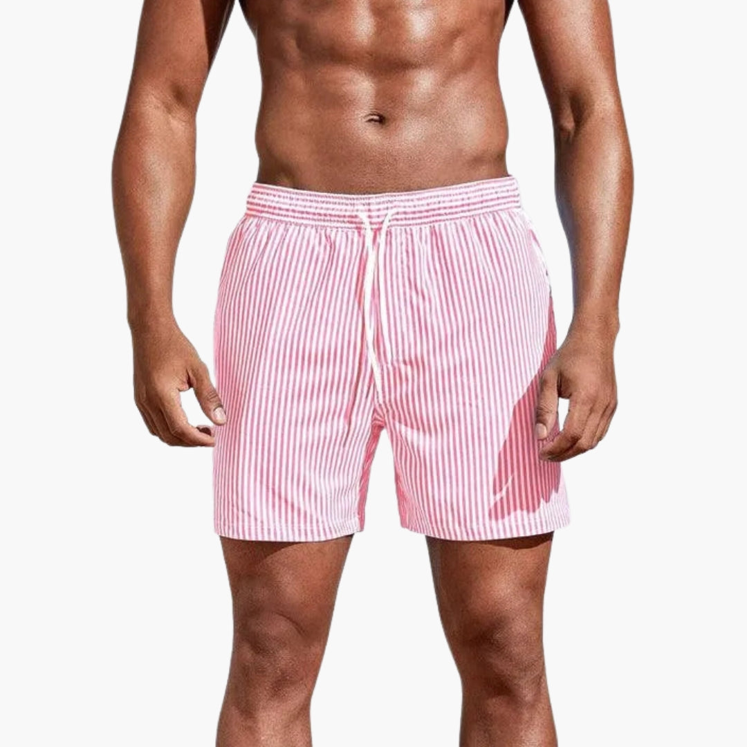 Pantalones cortos de surf para hombres con cintura ajustable con cordón
