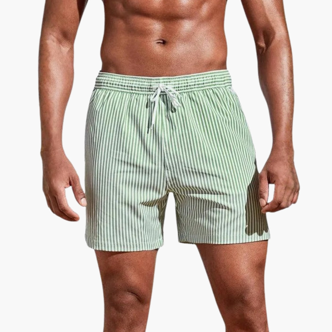 Pantalones cortos de surf para hombres con cintura ajustable con cordón