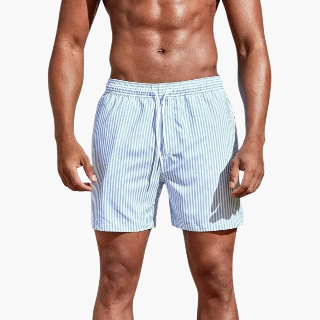 Pantalones cortos de surf para hombres con cintura ajustable con cordón