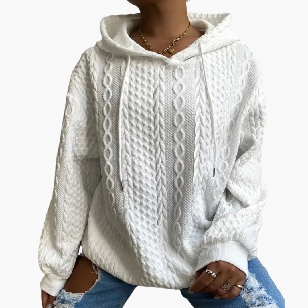 Damen Kapuzenpullover mit Zopfmusterstruktur