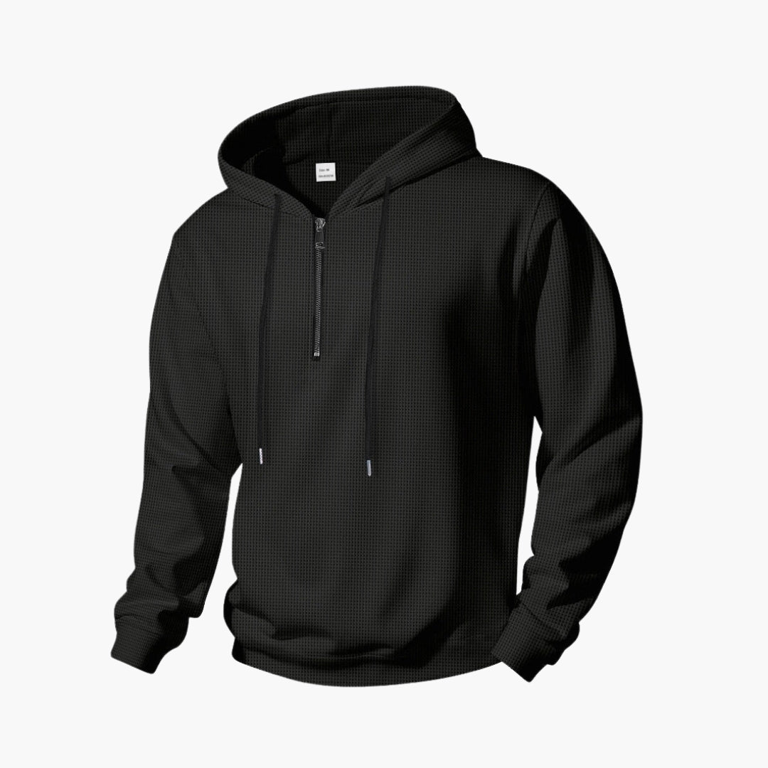 Sweat à capuche homme avec demi fermeture zippée