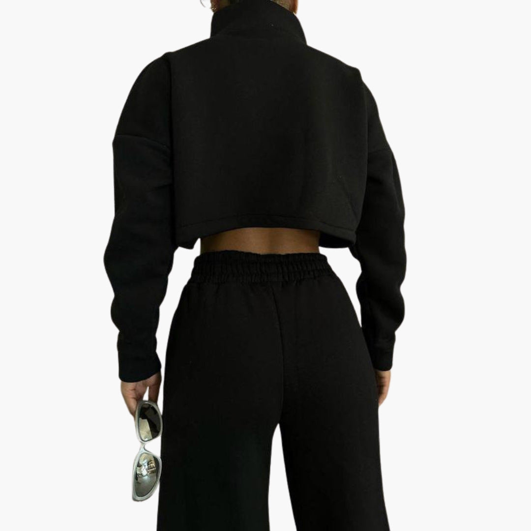 Women's cropped sweatshirt with high collar and full zip