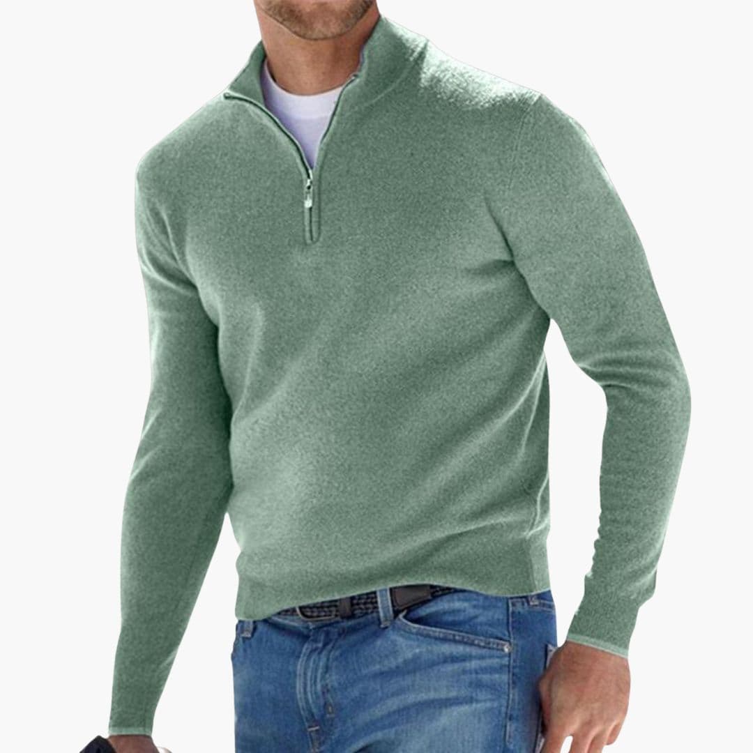 Sweat shirt homme demi zip à poignets côtelés