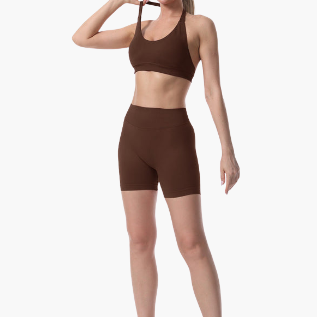 Sport-BH- und Shorts-Set für Damen mit Racerback und elastischem Bund