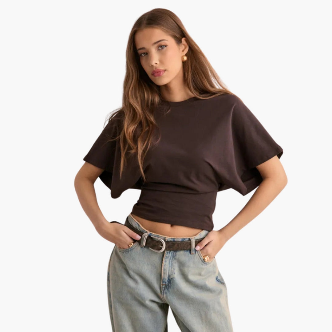 Women's Shirt with Round Neck and Wide Sleeves