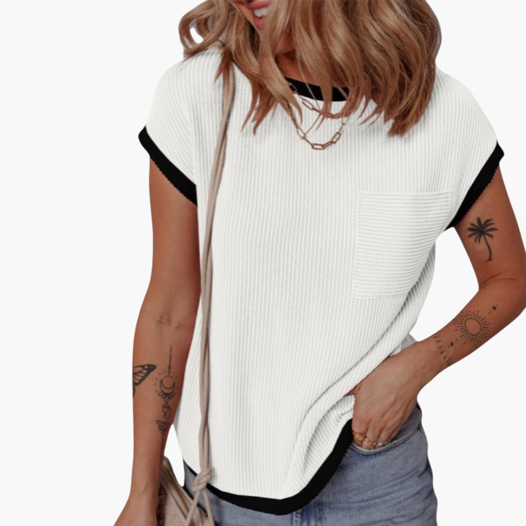 Damen-T-Shirt mit Rundhalsausschnitt und Brusttasche