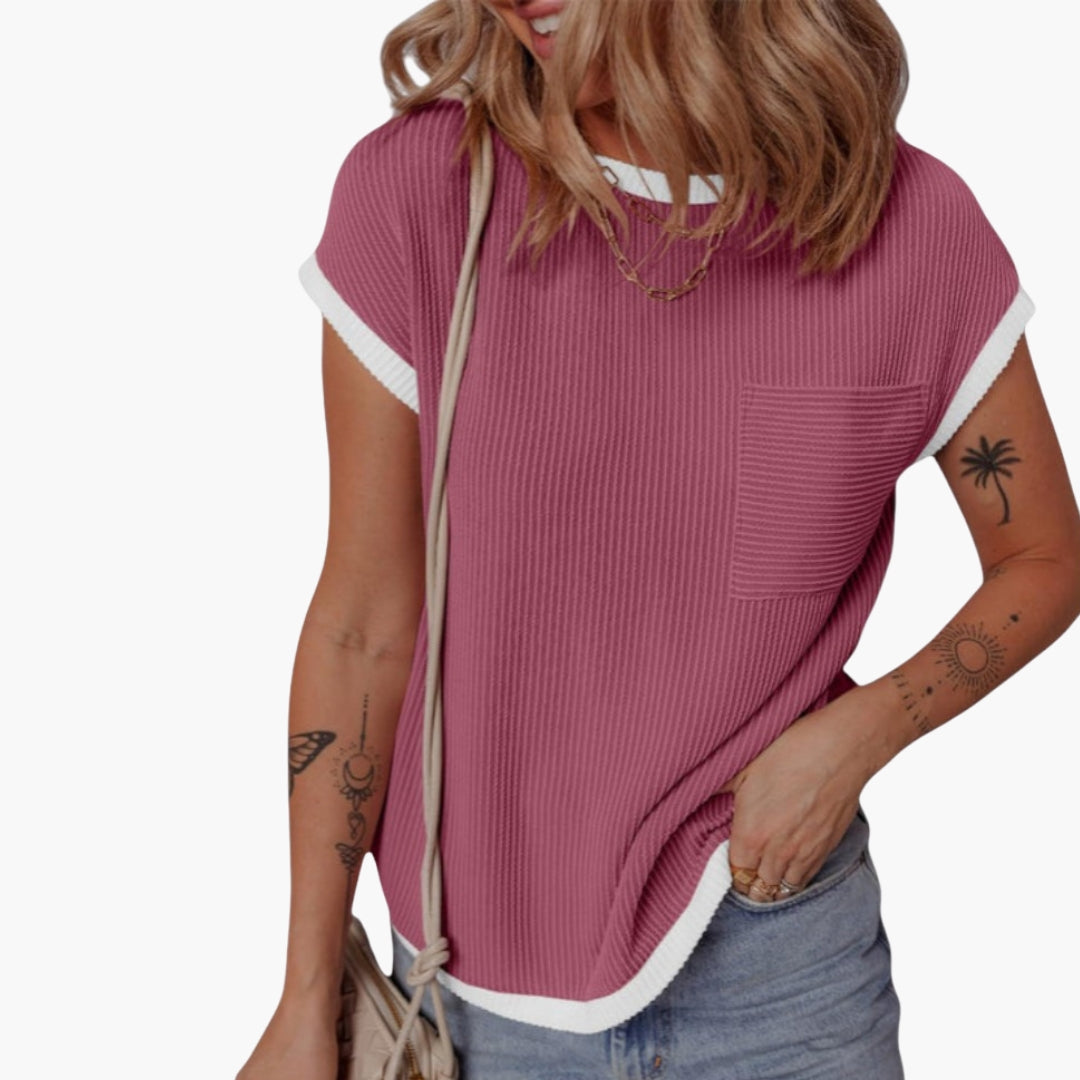 Damen-T-Shirt mit Rundhalsausschnitt und Brusttasche