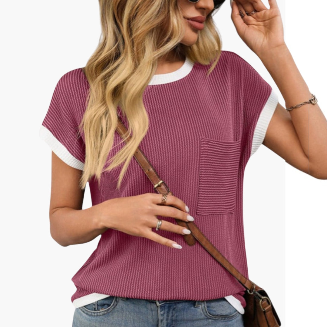 Damen-T-Shirt mit Rundhalsausschnitt und Brusttasche