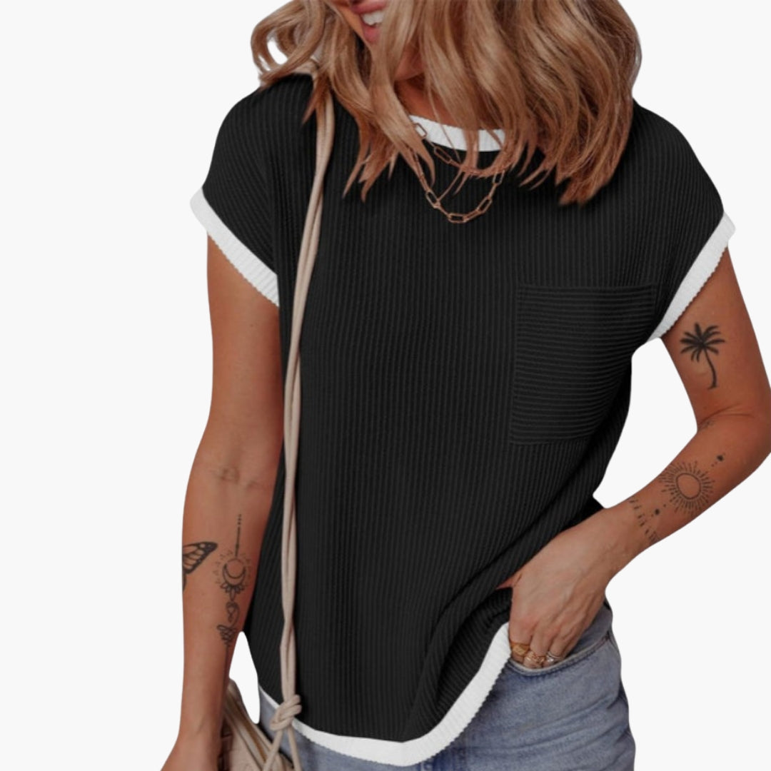 Damen-T-Shirt mit Rundhalsausschnitt und Brusttasche