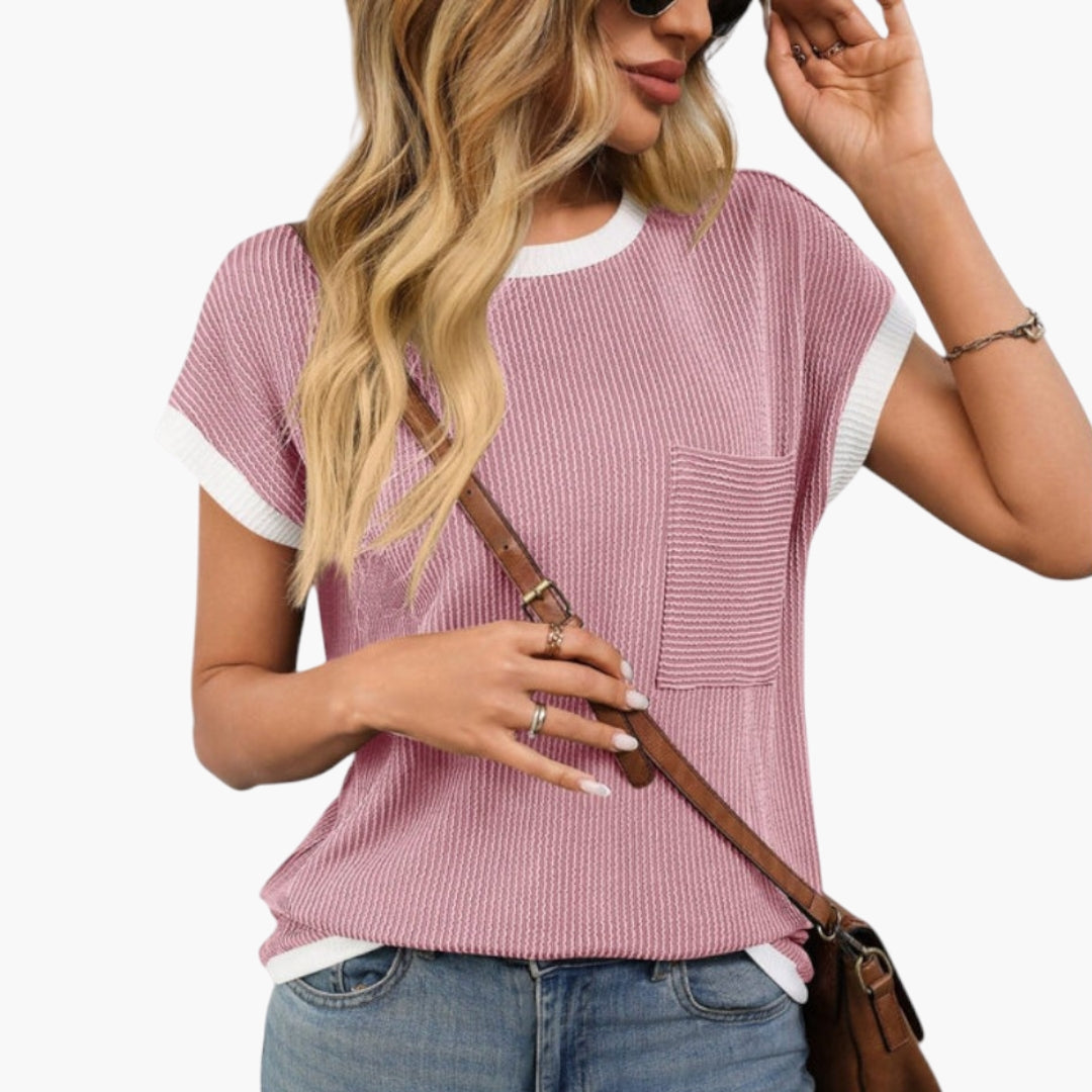 Damen-T-Shirt mit Rundhalsausschnitt und Brusttasche
