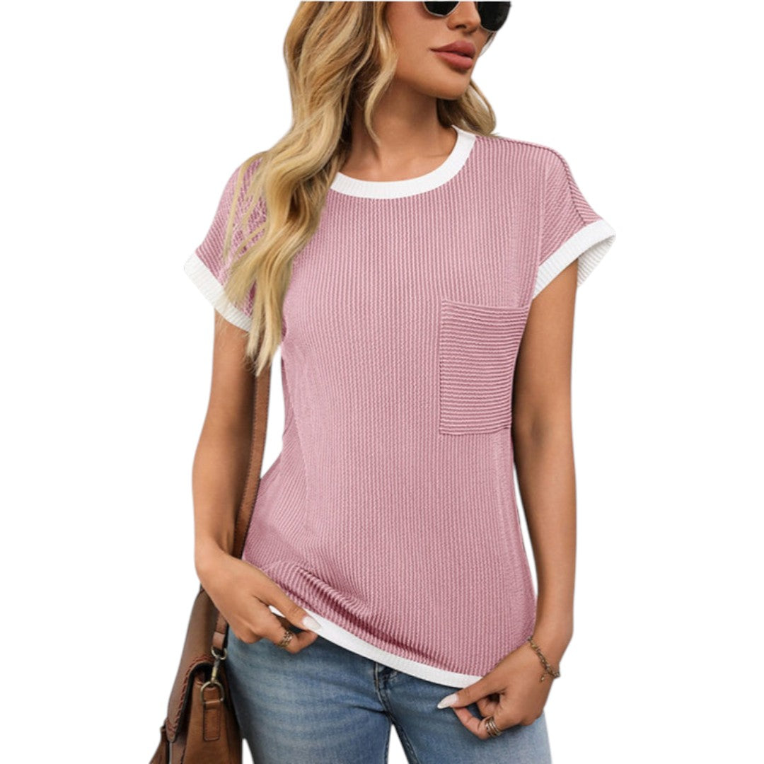 Damen-T-Shirt mit Rundhalsausschnitt und Brusttasche