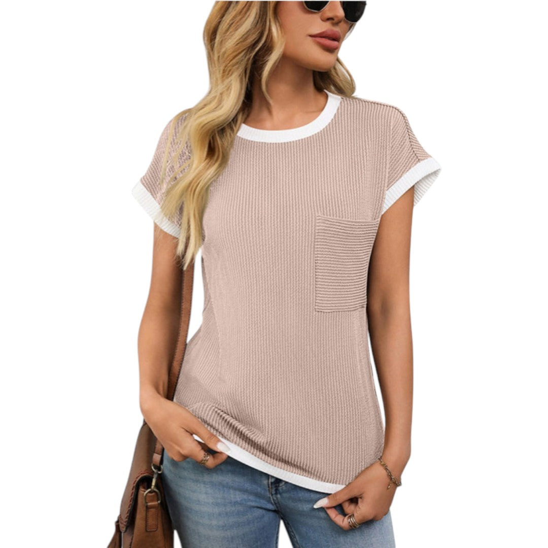 Damen-T-Shirt mit Rundhalsausschnitt und Brusttasche