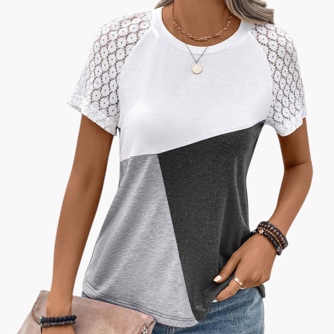 Damen-T-Shirt mit Spitzenärmeln