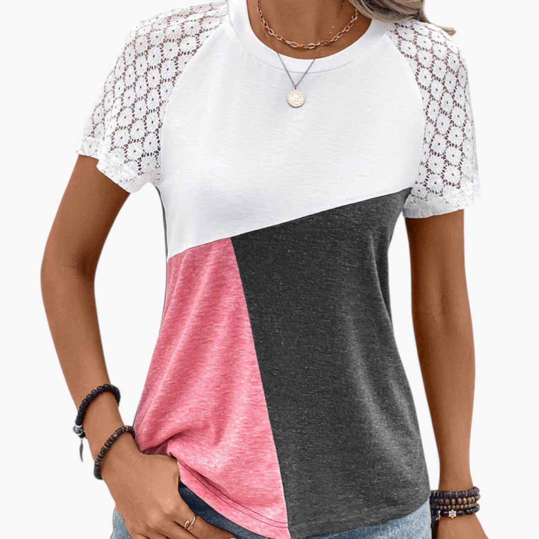 Damen-T-Shirt mit Spitzenärmeln