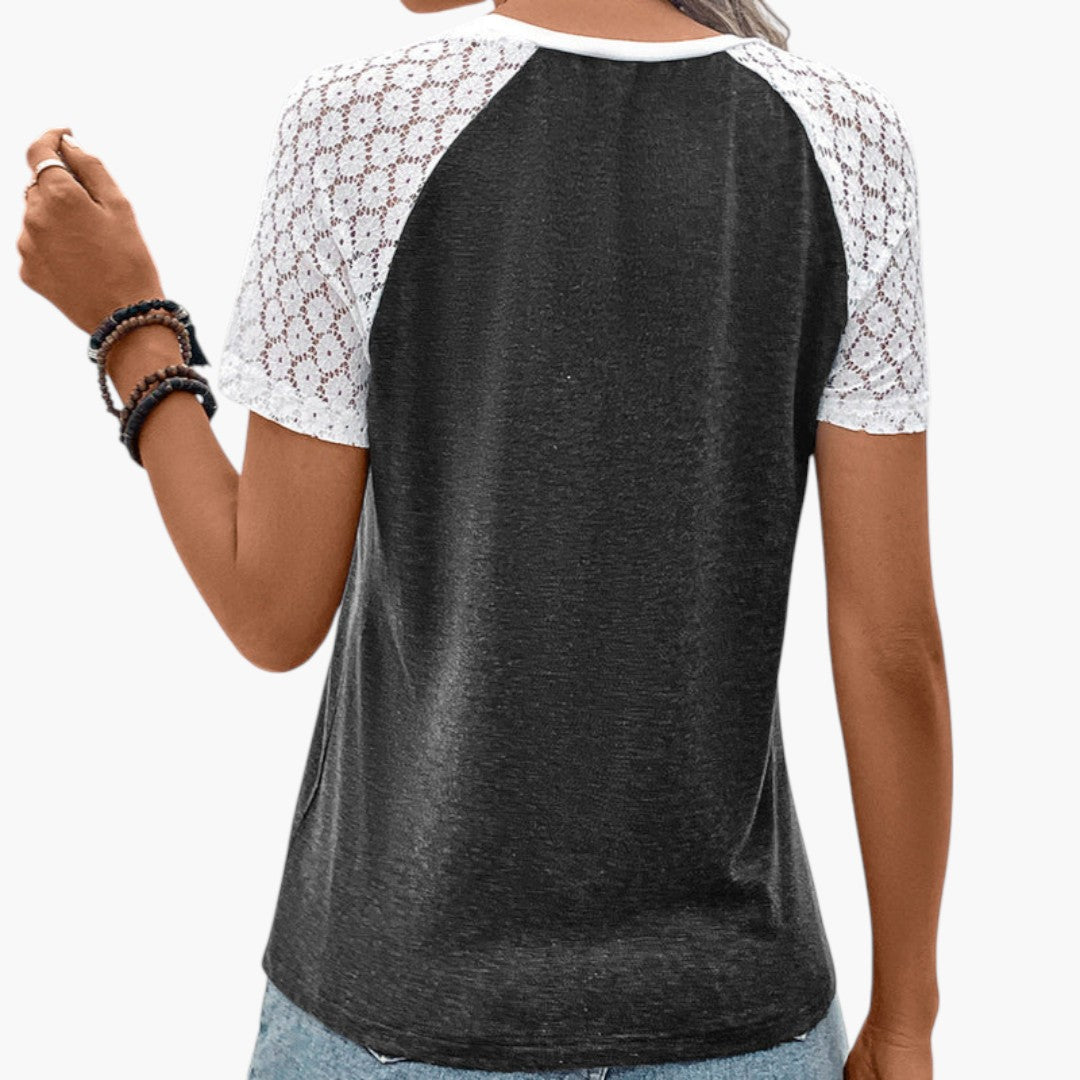 Damen-T-Shirt mit Spitzenärmeln