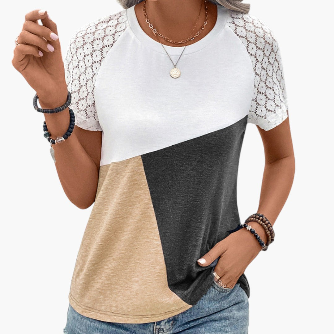 Damen-T-Shirt mit Spitzenärmeln