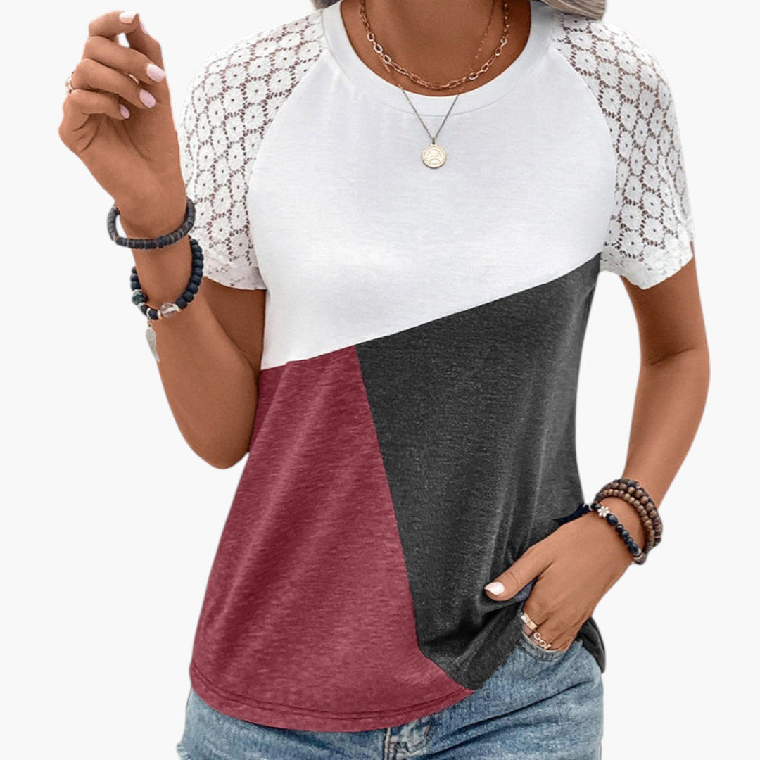 Damen-T-Shirt mit Spitzenärmeln