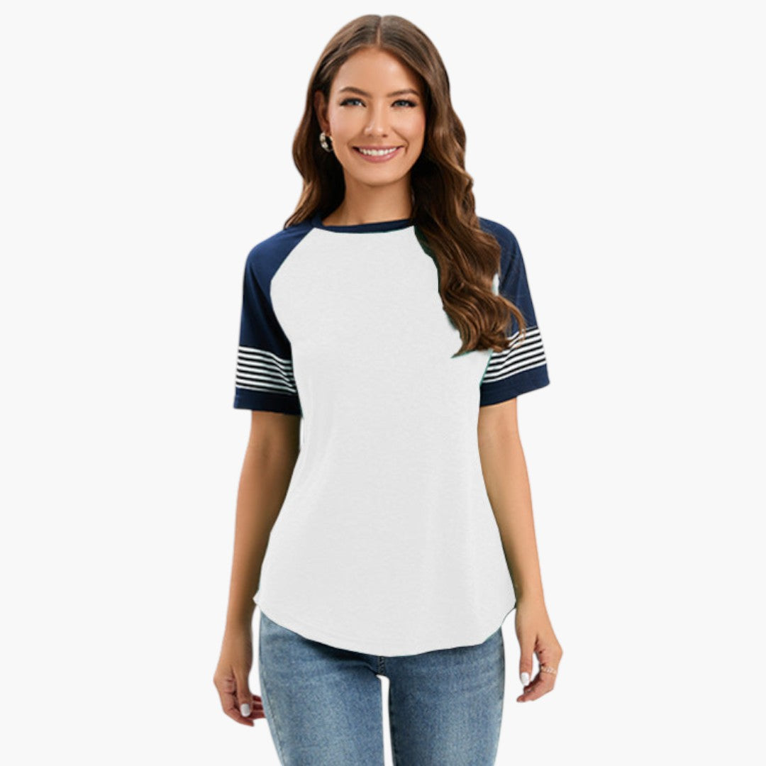 women's shirt with raglan sleeves and striped detail