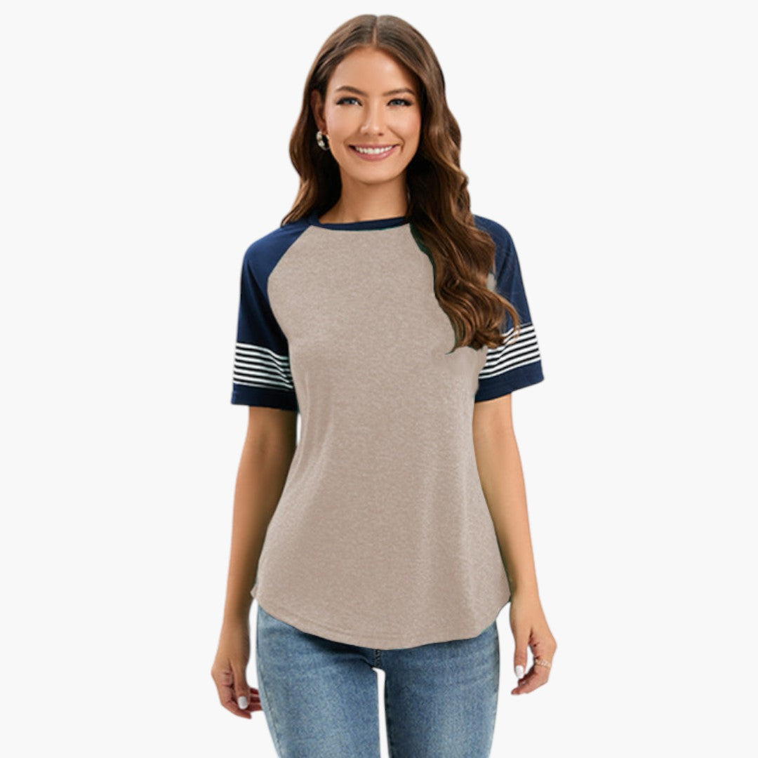 women's shirt with raglan sleeves and striped detail