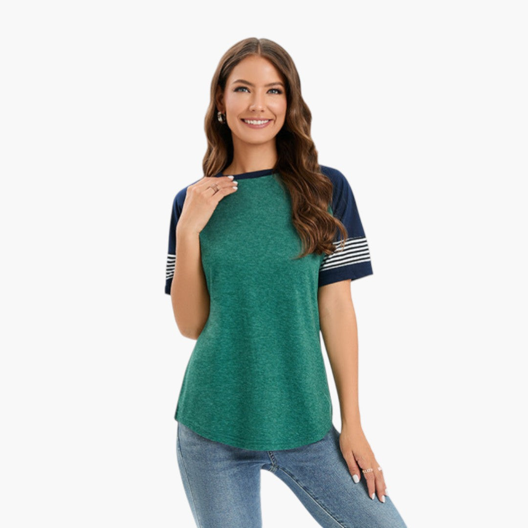 women's shirt with raglan sleeves and striped detail