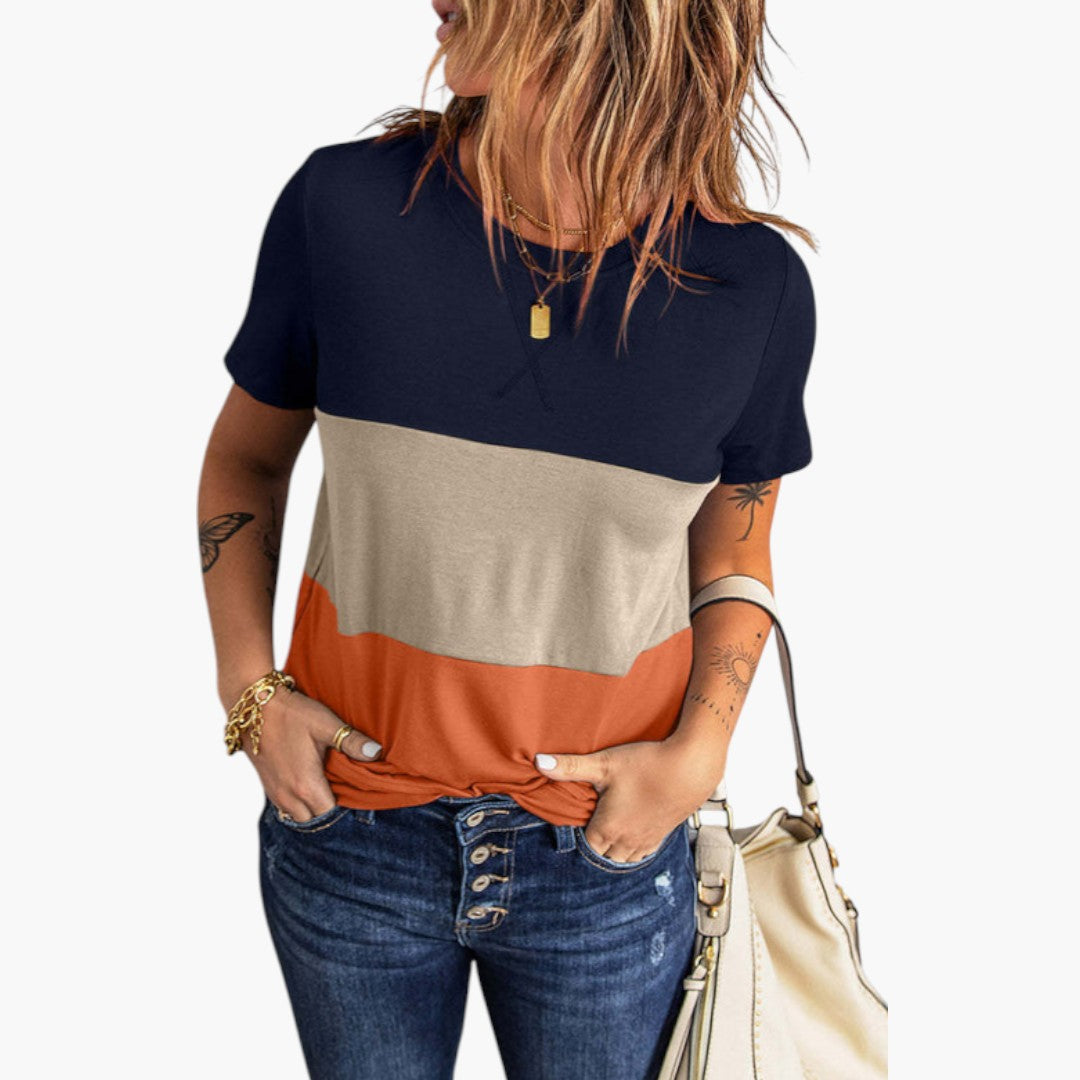 T shirt femme à panneaux à blocs de couleur
