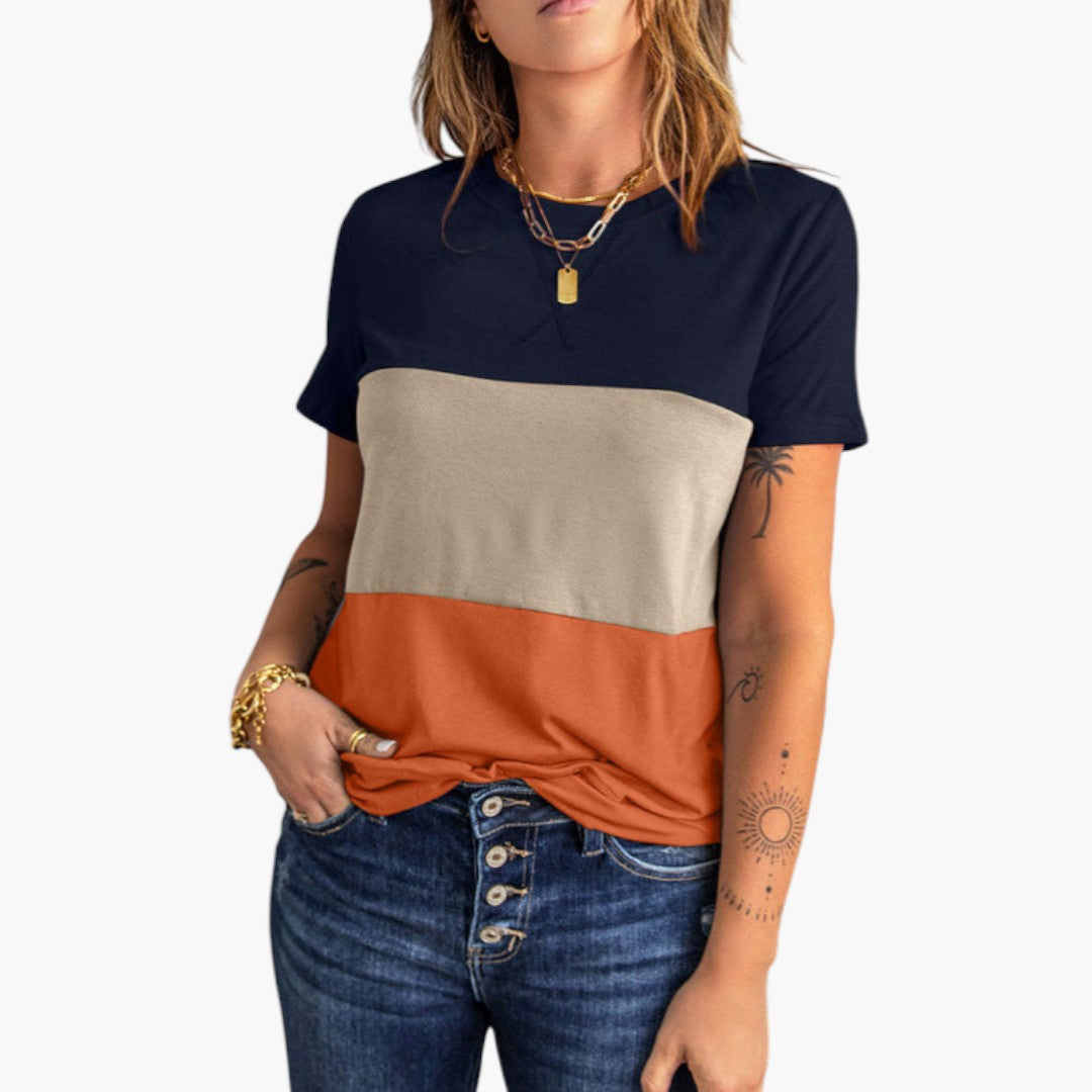T shirt femme à panneaux à blocs de couleur