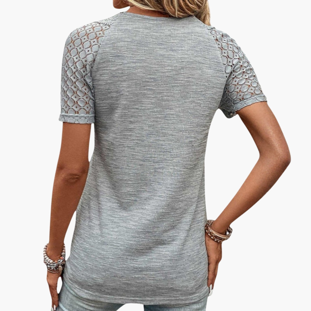 T shirt femme avec empiècements en dentelle