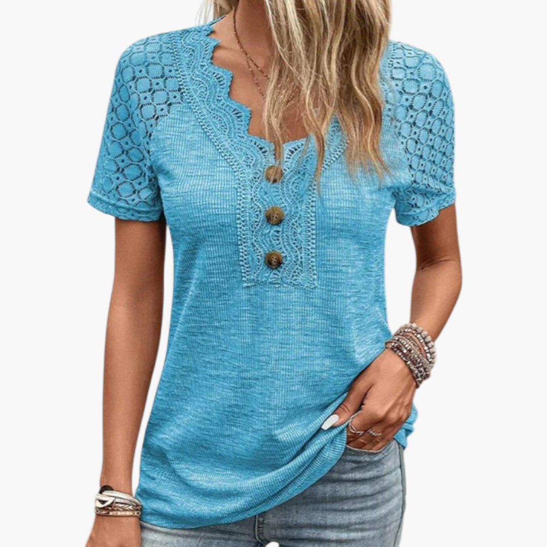 T shirt femme avec empiècements en dentelle