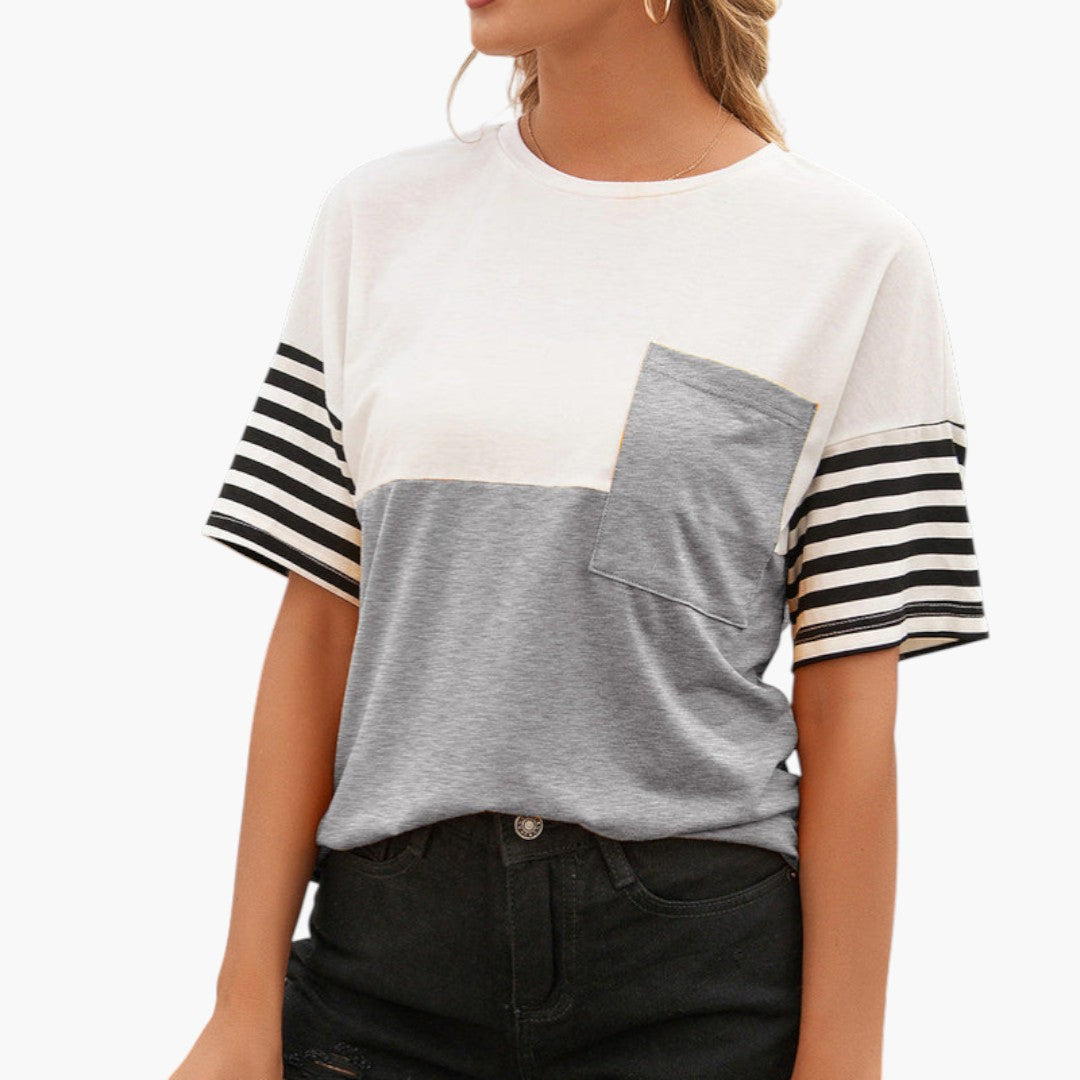 T-shirt til kvinder med påsyet brystlomme