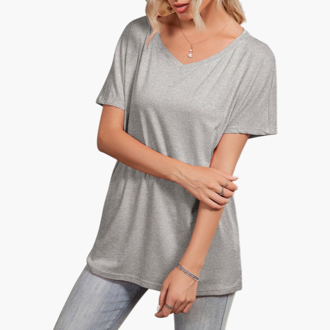 oversize dame T-shirt med asymmetrisk halsudskæring