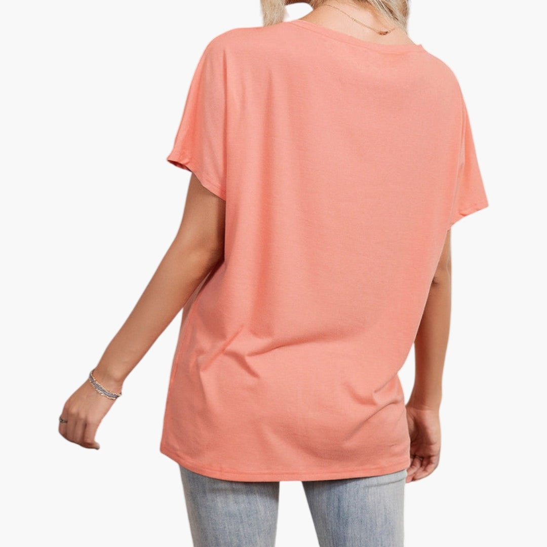 oversize dame T-shirt med asymmetrisk halsudskæring