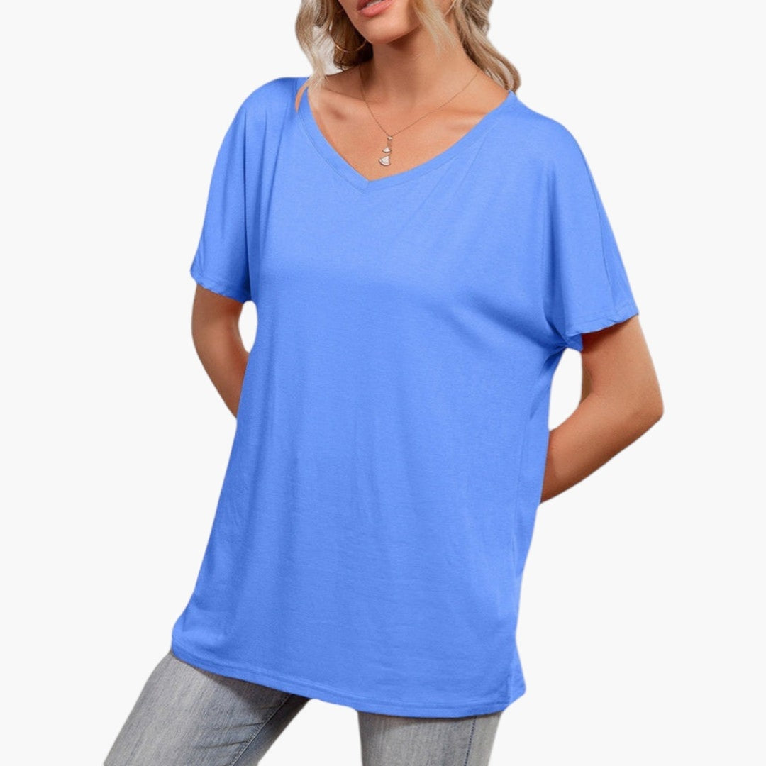 oversize dame T-shirt med asymmetrisk halsudskæring